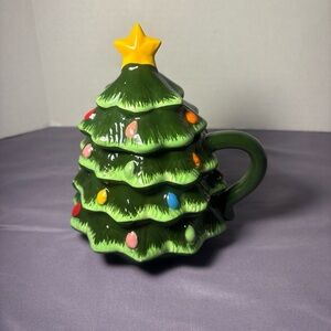 Mr Christmas Festive Green Christmas Tree Mug with Star Topper
